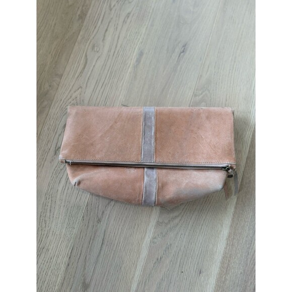 ABLE Handbags - Able Purse Beige Tan Leather Bag Zipper Pouch Wallet Folded Cosmetic Leather